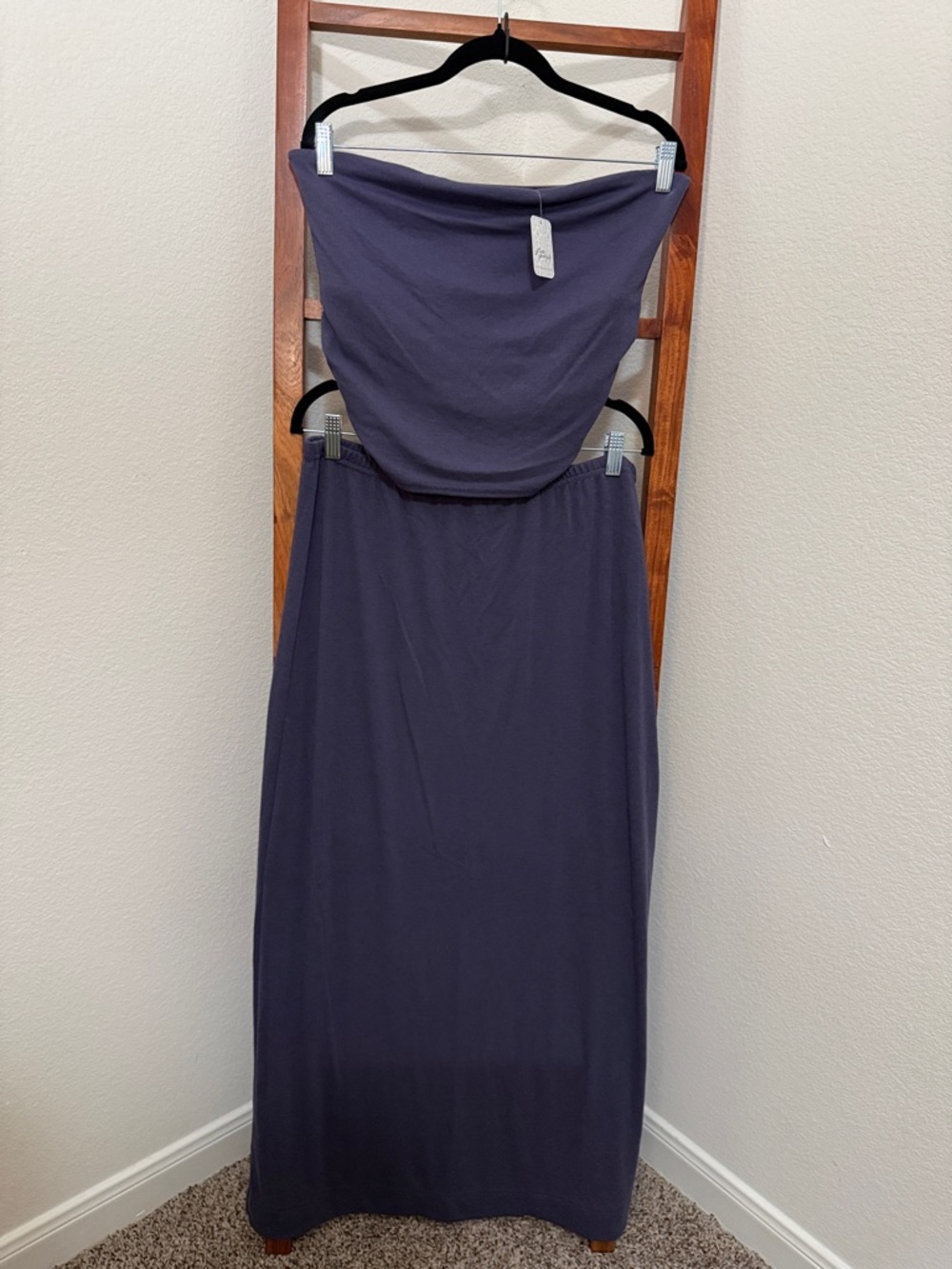 Free People Free-est Good Feels Tube Top and Skirt Set Elderberry Purple XL NWT